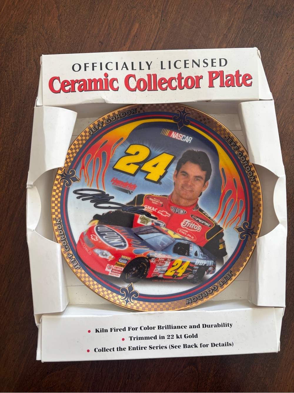 Jeff Gordon #24 NASCAR Ceramic Collector Plate - Red, Yellow, Blue